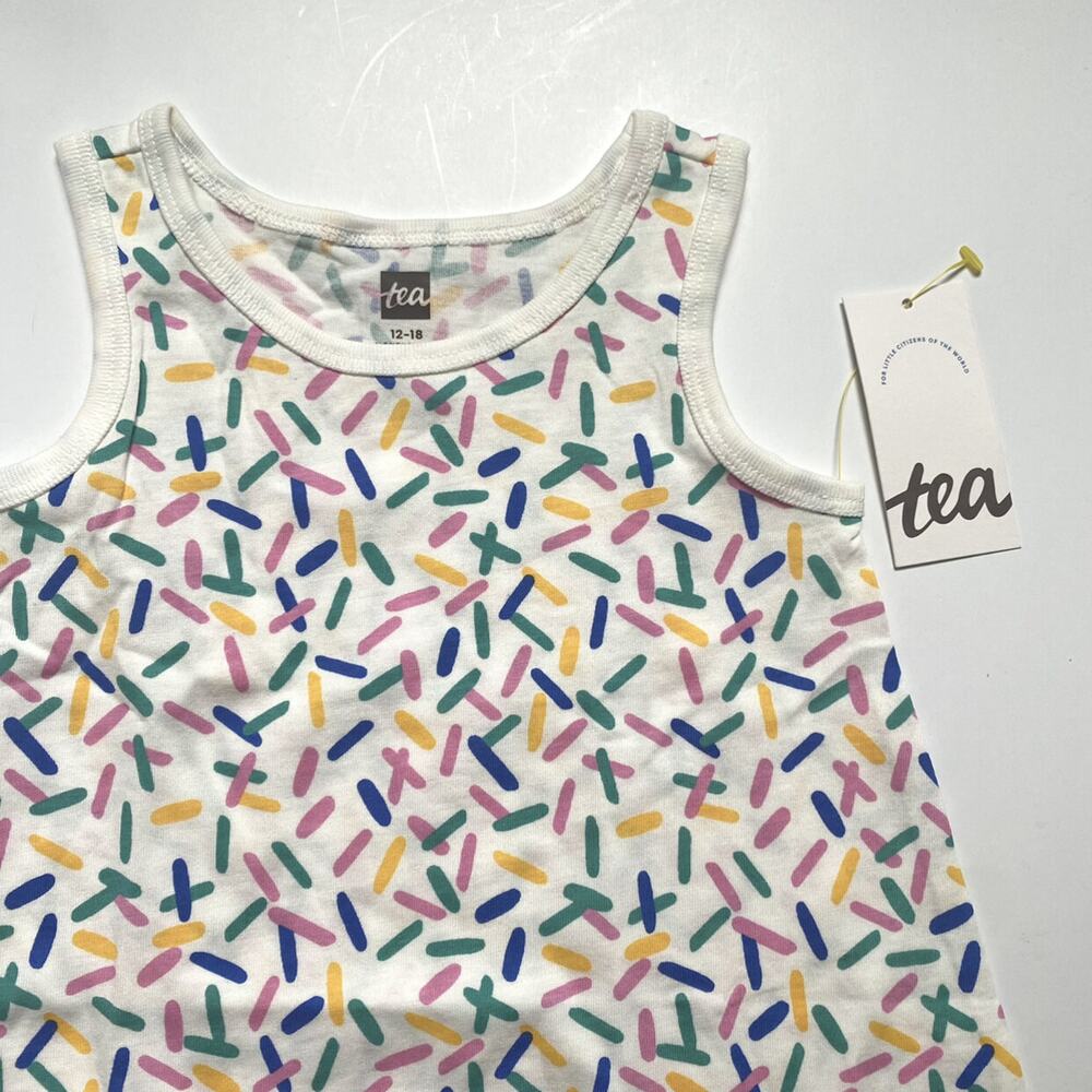 NEW Tea Collection Pink Geometric Ruffle Dress - Picture 2 of 5